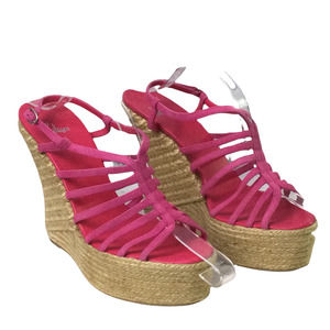 Castaner Gladys Pink Leather Strappy Espadrille Wedge Sandal - Size 41 (Size 10)